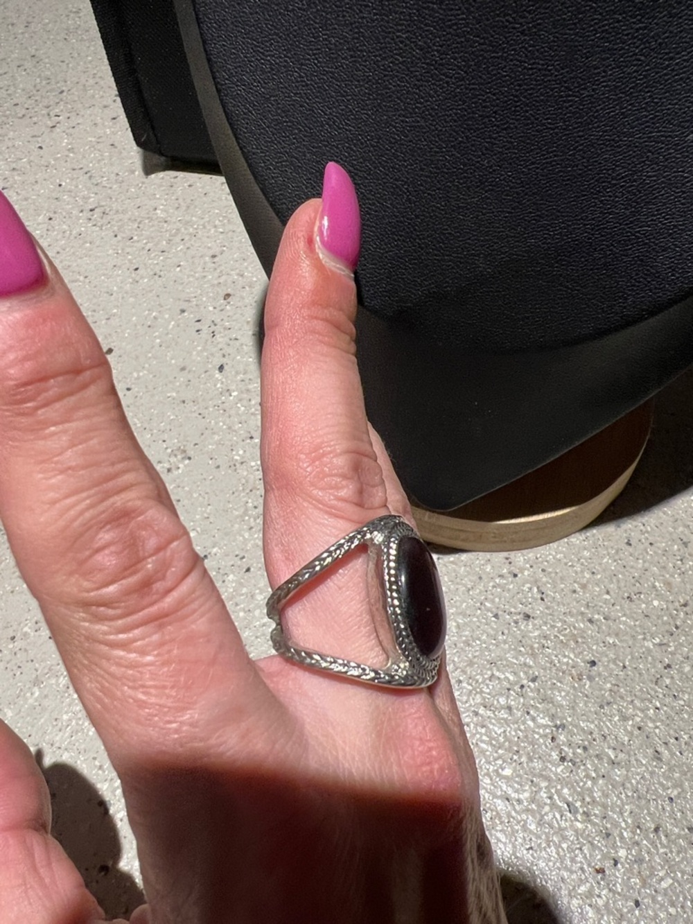 Oval Cat's Eye Statement Ring in Plum - Picture 2 of 4